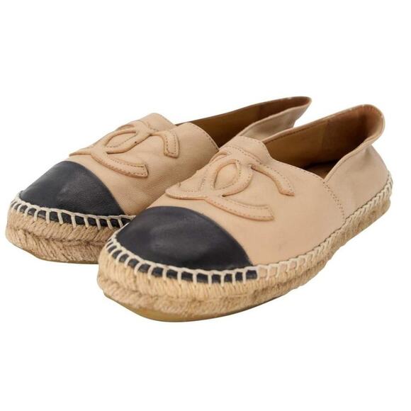 Chanel Embroidered Espadrille 37 Leather Large CC Flats CC-0803N-0005 - Picture 3 of 10